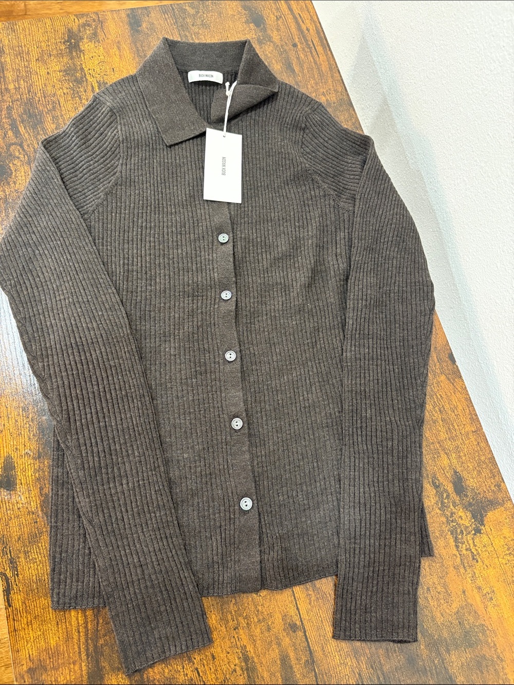 Buck Mason Women’s Silk Cashmere Collared Cardigan Medium Spiced Molasses